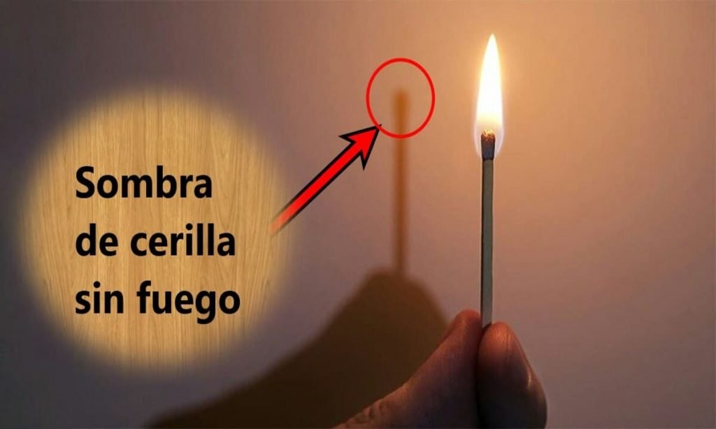 Ejemplo con una cerilla que el fuego no tiene sombra